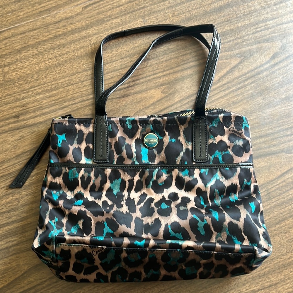 Coach Animal Print Jade Ocelot Leopard Purse Bag